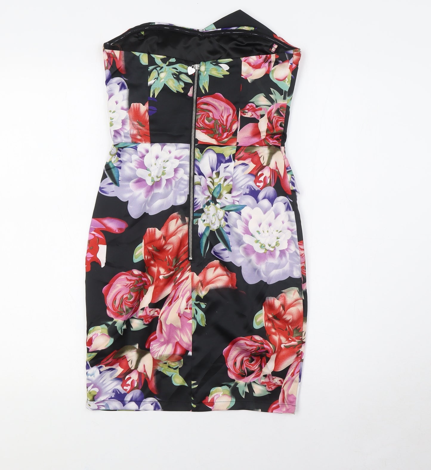 Lipsy Womens Multicoloured Floral Polyester Bodycon Size 6 Off the Shoulder Zip - Wrap Effect