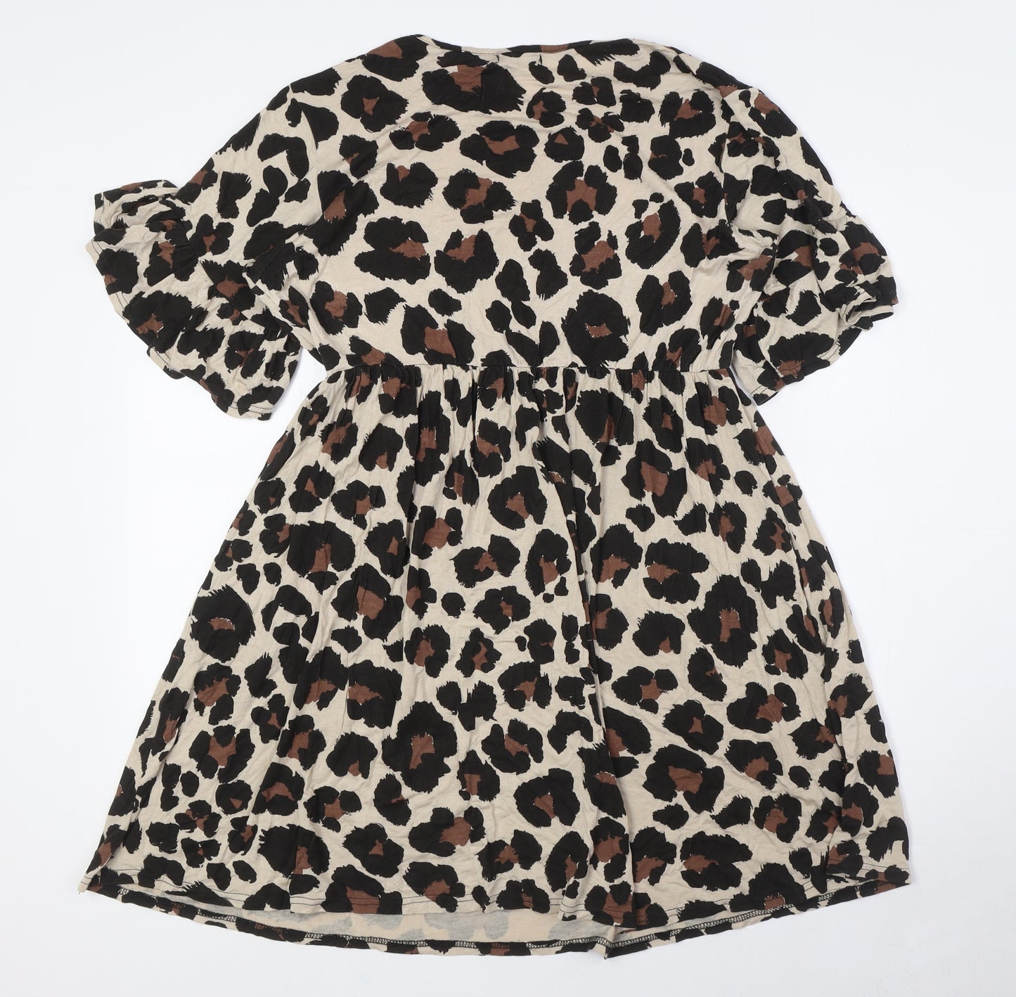 Boohoo Womens Multicoloured Animal Print Viscose A-Line Size 12 Round Neck
