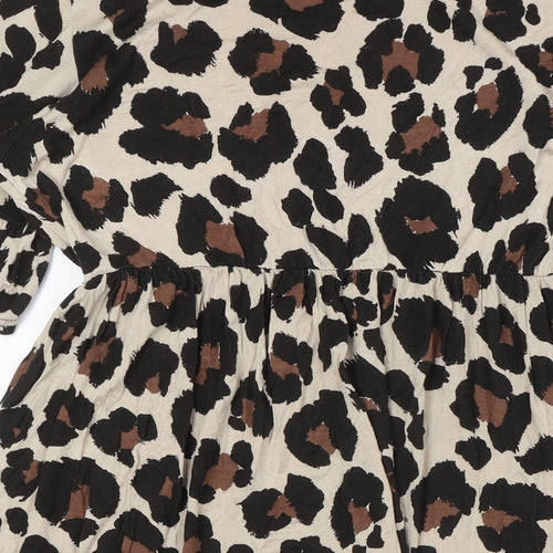 Boohoo Womens Multicoloured Animal Print Viscose A-Line Size 12 Round Neck