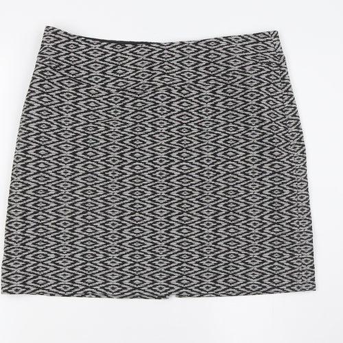 Jobis Womens Black Cotton A-Line Skirt Size 12 Zip
