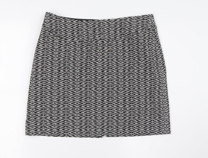 Jobis Womens Black Cotton A-Line Skirt Size 12 Zip