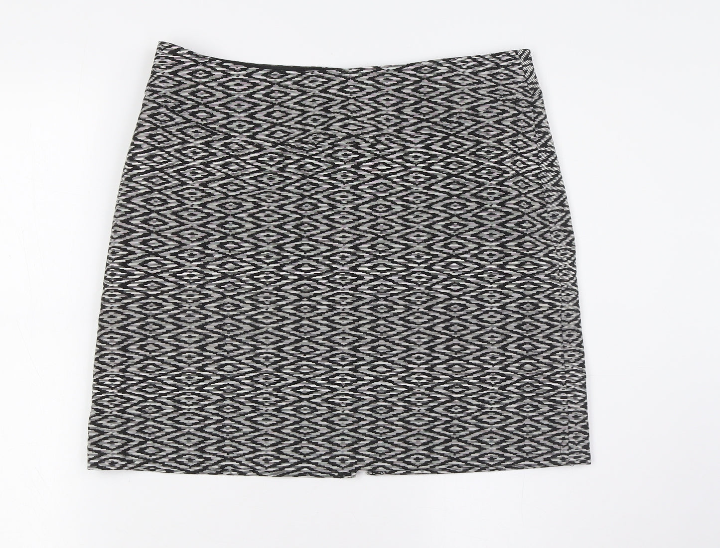 Jobis Womens Black Cotton A-Line Skirt Size 12 Zip