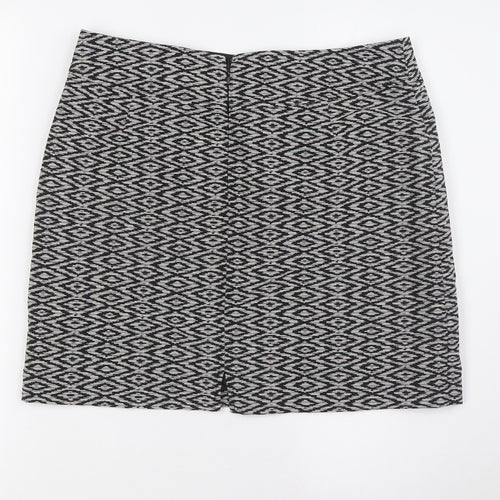 Jobis Womens Black Cotton A-Line Skirt Size 12 Zip