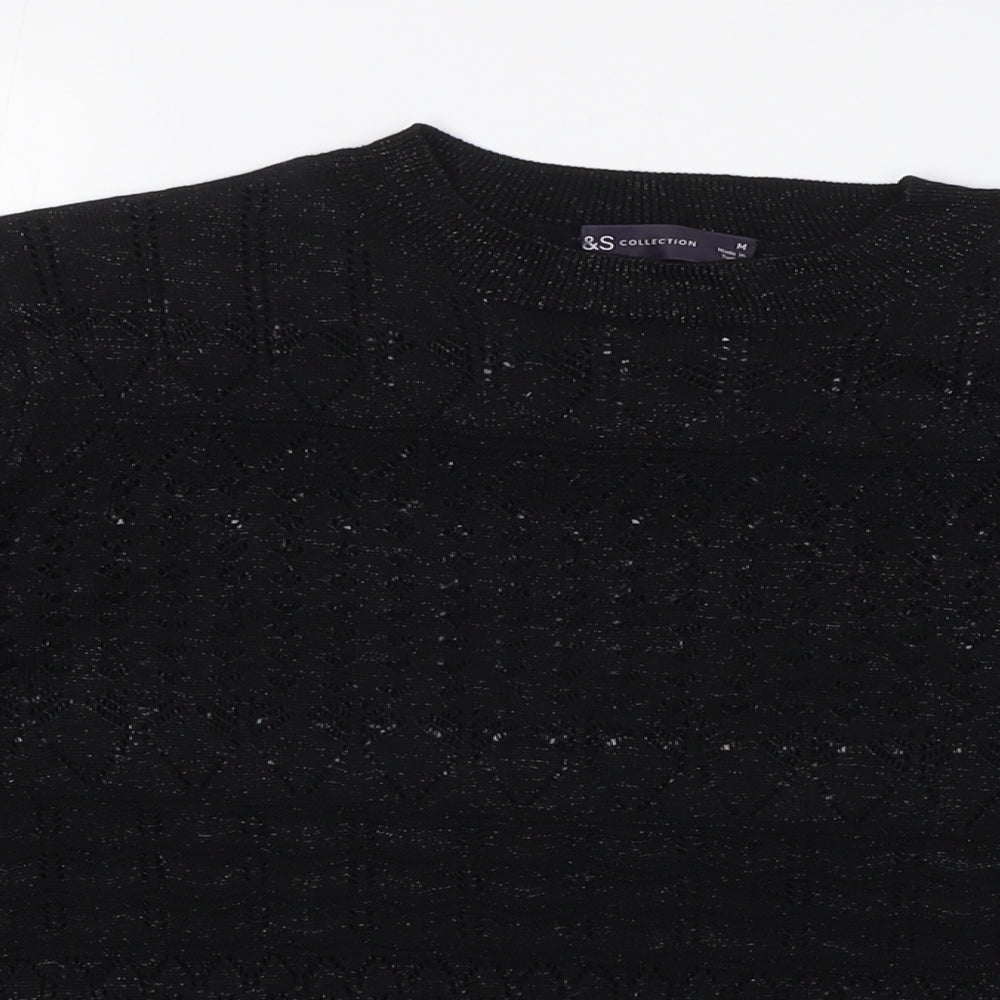 Marks and Spencer Womens Black Crew Neck Viscose Pullover Jumper Size M