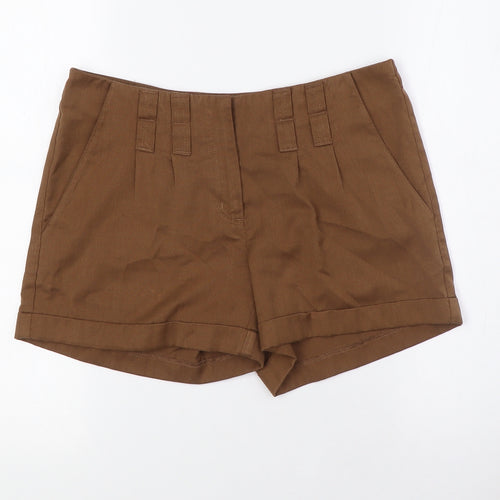 Vera Moda Womens Brown Polyester Bermuda Shorts Size 8 L3 in Regular Zip - Turn Ups