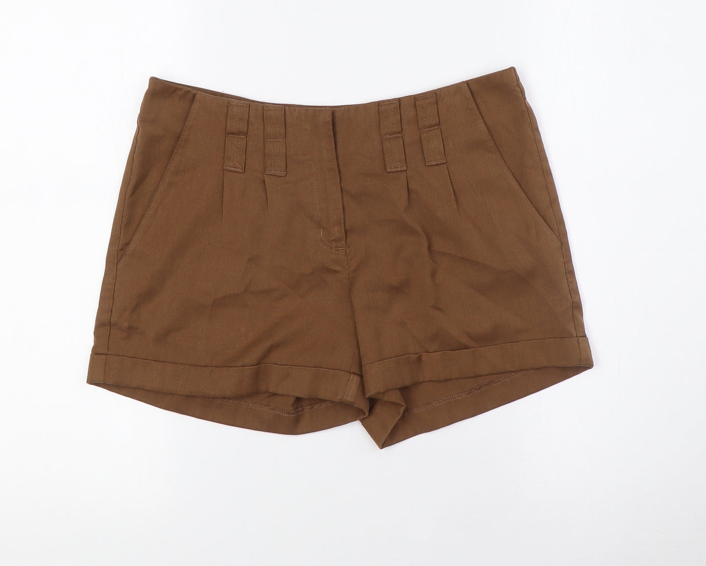 Vera Moda Womens Brown Polyester Bermuda Shorts Size 8 L3 in Regular Zip - Turn Ups