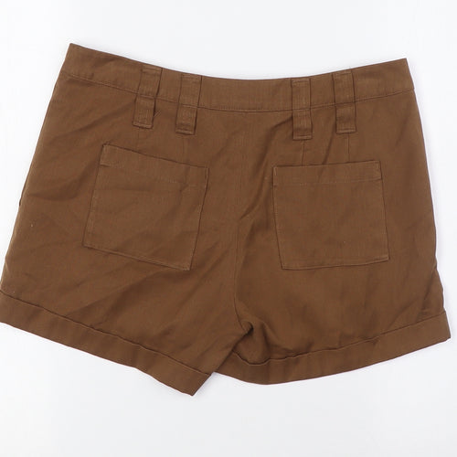 Vera Moda Womens Brown Polyester Bermuda Shorts Size 8 L3 in Regular Zip - Turn Ups