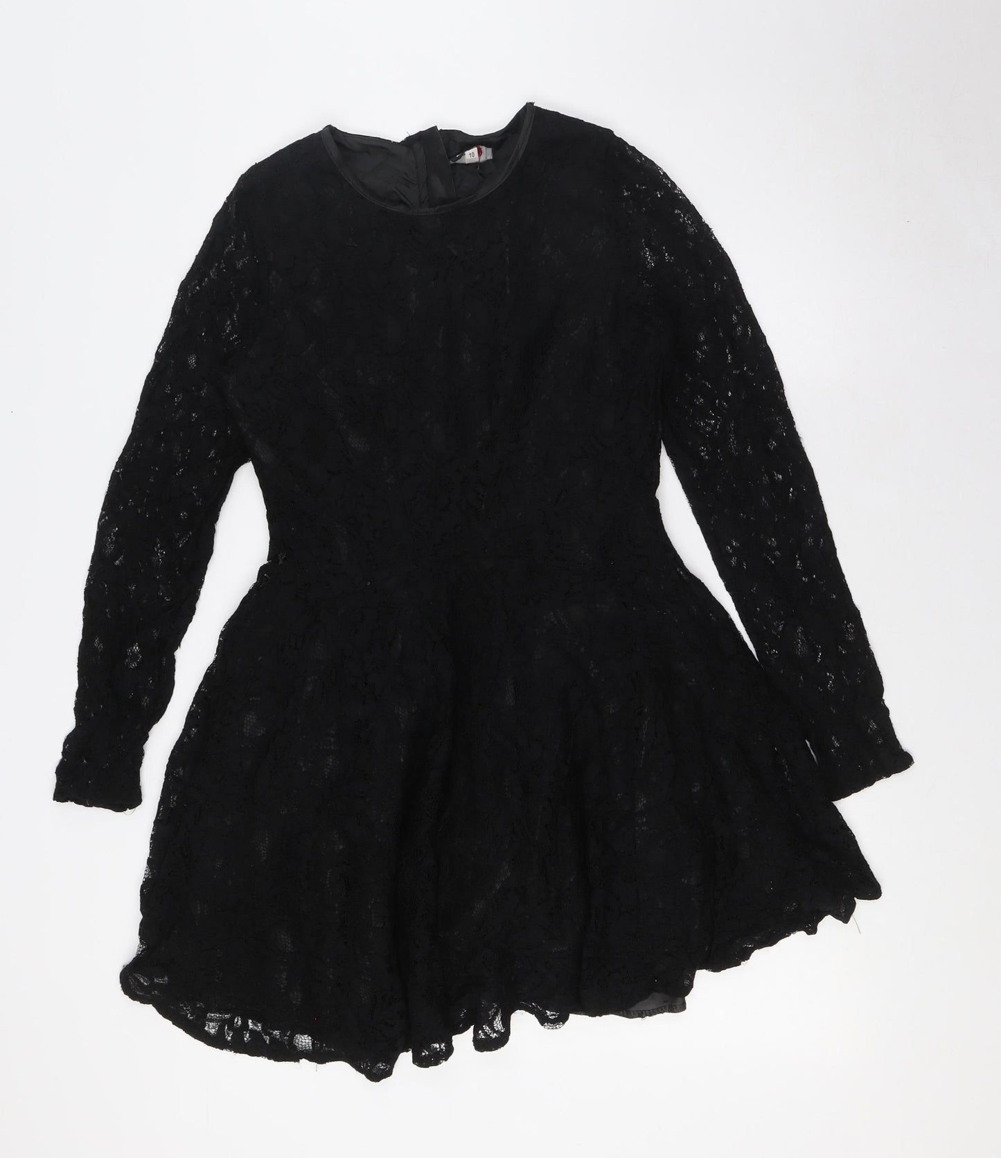 John Zack Womens Black Polyester A-Line Size 10 Round Neck Zip - Lace Overlay