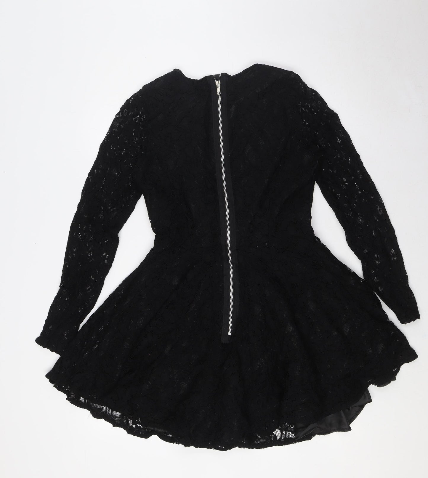 John Zack Womens Black Polyester A-Line Size 10 Round Neck Zip - Lace Overlay