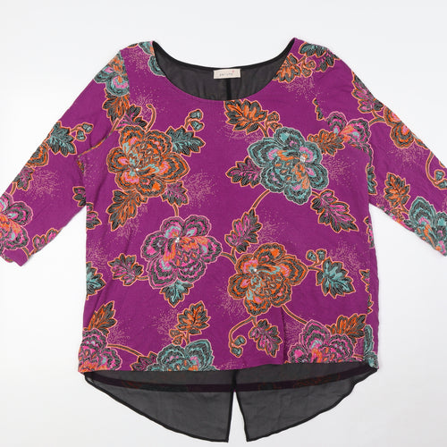 Per Una Womens Multicoloured Viscose Basic Button-Up Size 10 Scoop Neck - Bead Detail
