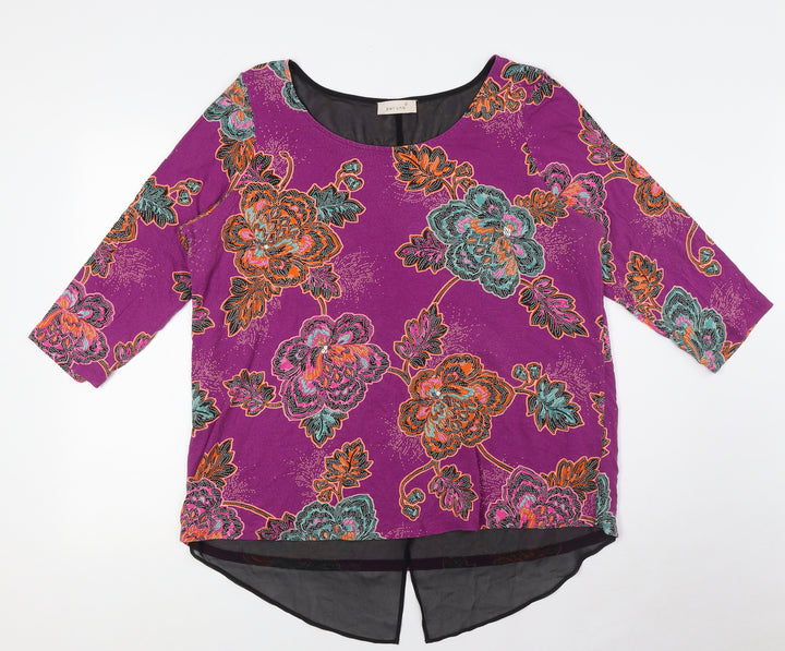 Per Una Womens Multicoloured Viscose Basic Button-Up Size 10 Scoop Neck - Bead Detail