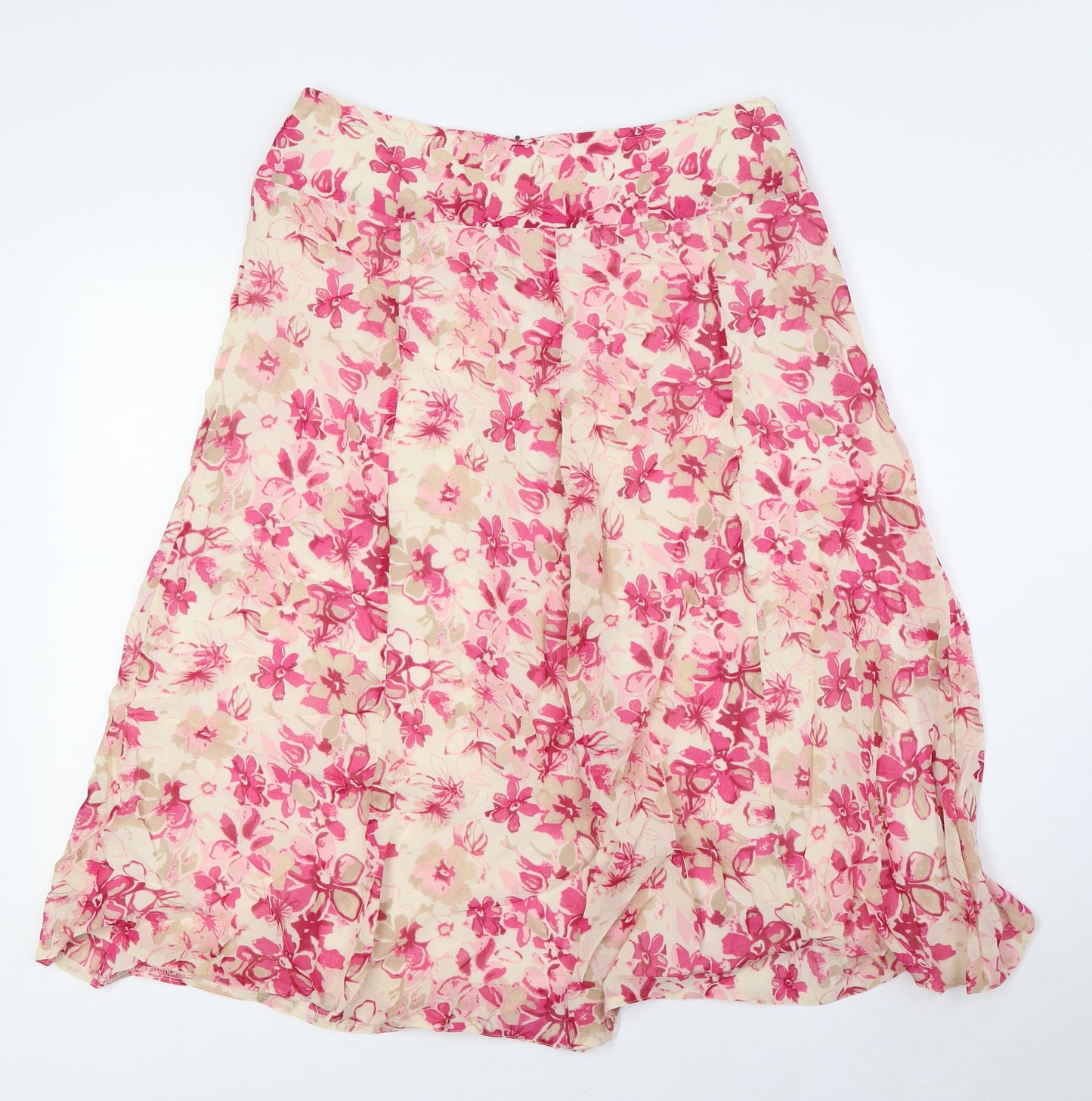EWM Womens Pink Floral Polyester A-Line Skirt Size 12 Zip