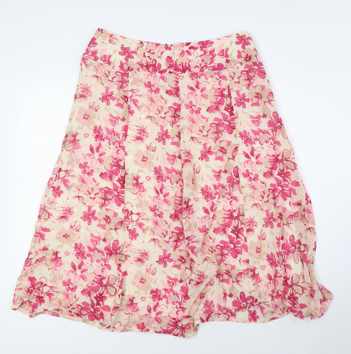 EWM Womens Pink Floral Polyester A-Line Skirt Size 12 Zip