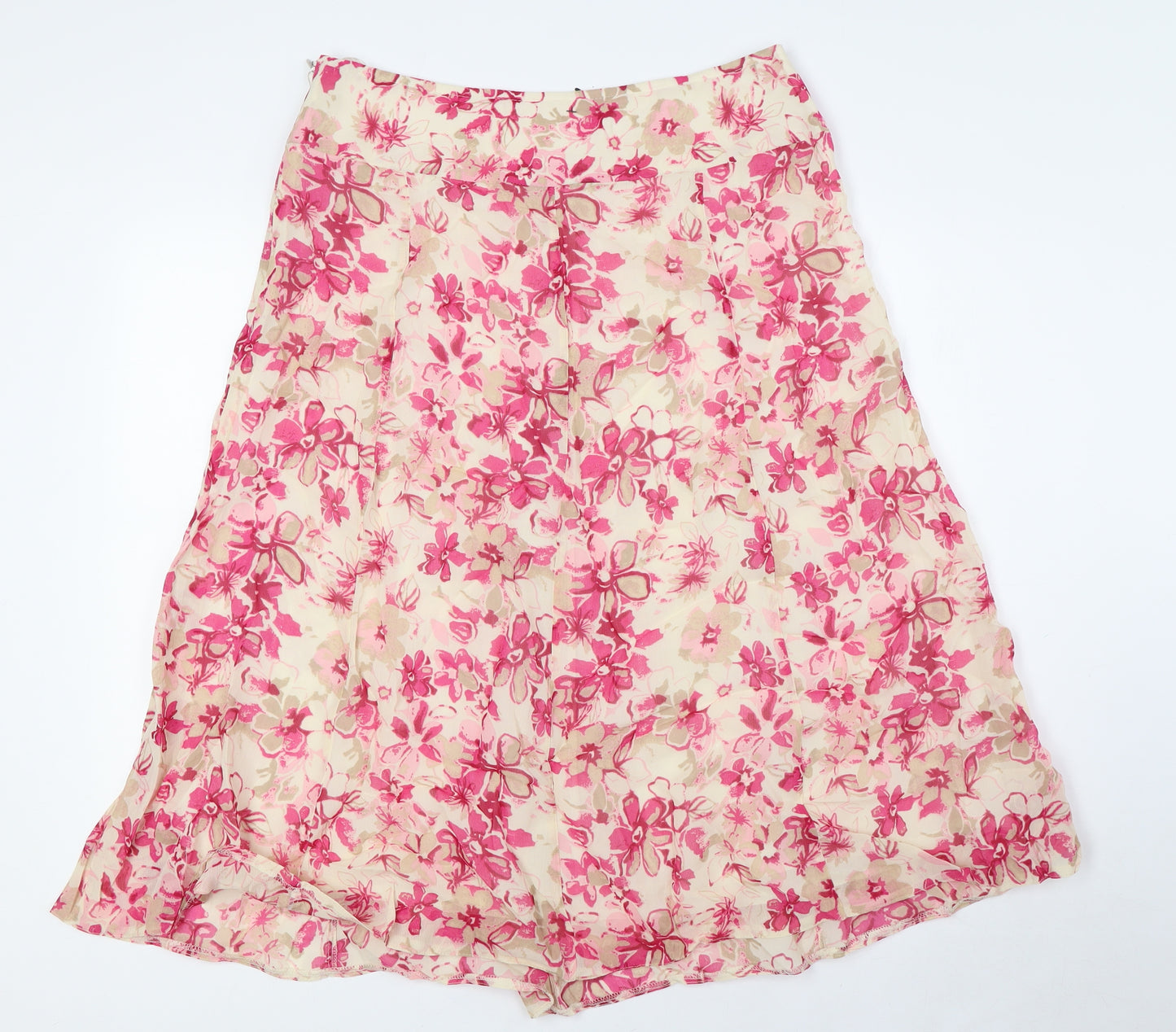 EWM Womens Pink Floral Polyester A-Line Skirt Size 12 Zip