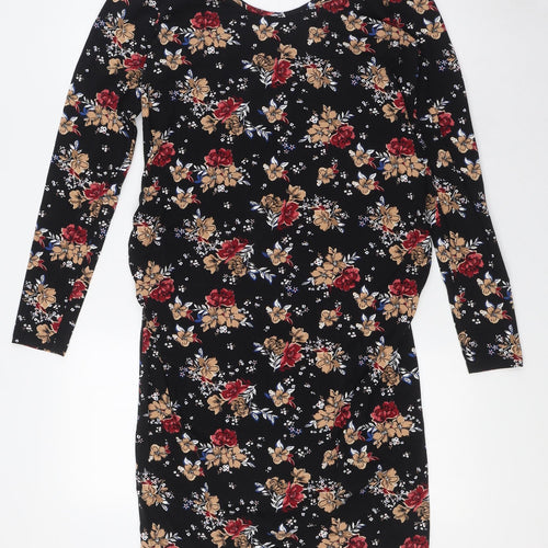 New Look Womens Multicoloured Floral Cotton A-Line Size 10 Scoop Neck