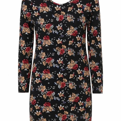 New Look Womens Multicoloured Floral Cotton A-Line Size 10 Scoop Neck