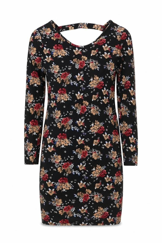 New Look Womens Multicoloured Floral Cotton A-Line Size 10 Scoop Neck