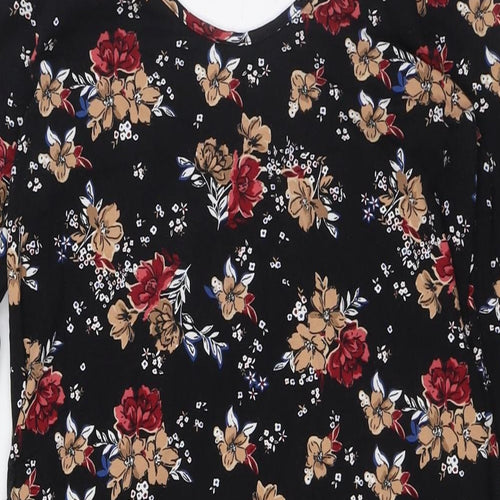 New Look Womens Multicoloured Floral Cotton A-Line Size 10 Scoop Neck
