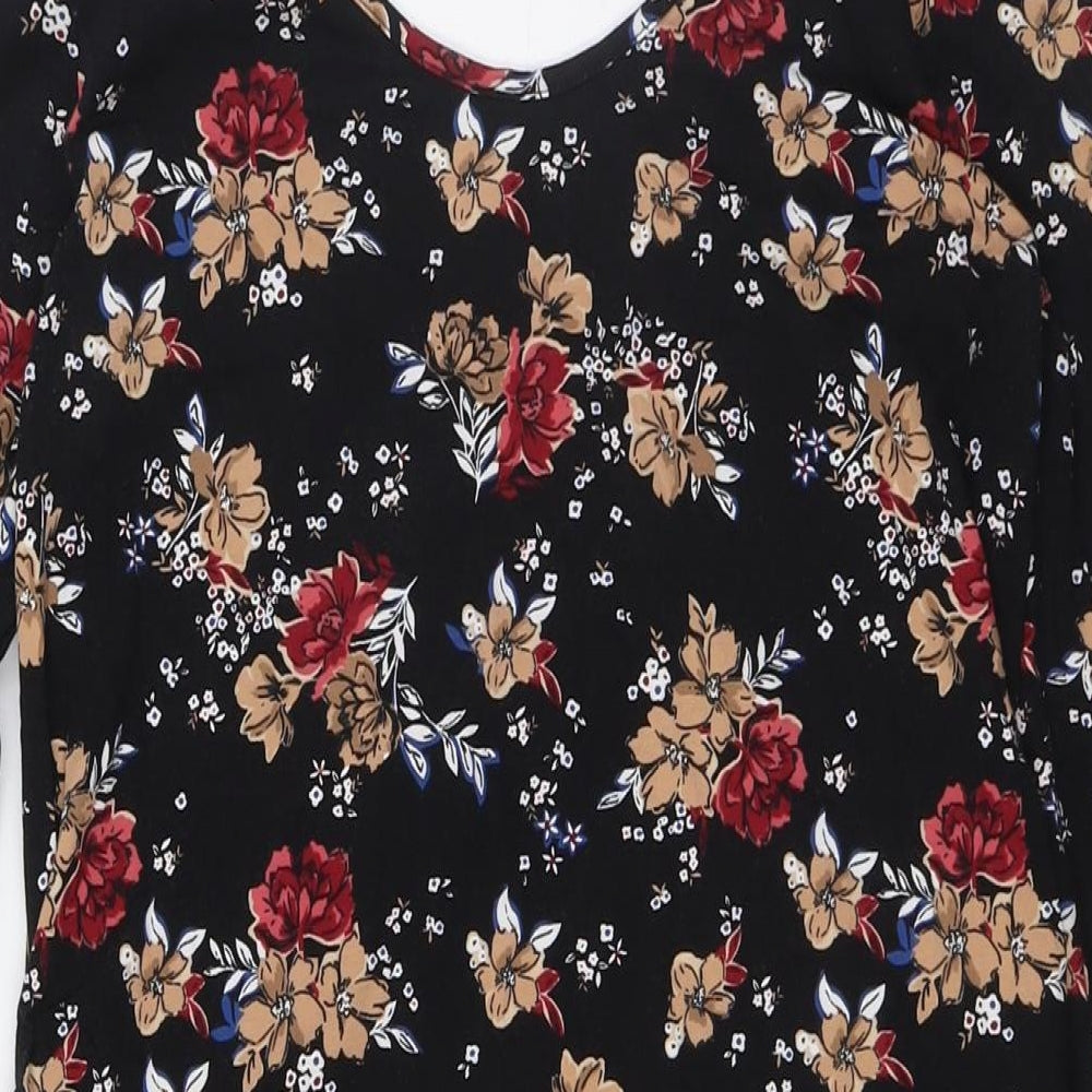New Look Womens Multicoloured Floral Cotton A-Line Size 10 Scoop Neck