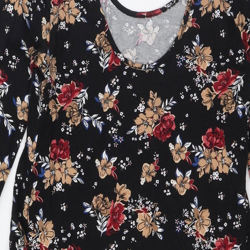 New Look Womens Multicoloured Floral Cotton A-Line Size 10 Scoop Neck