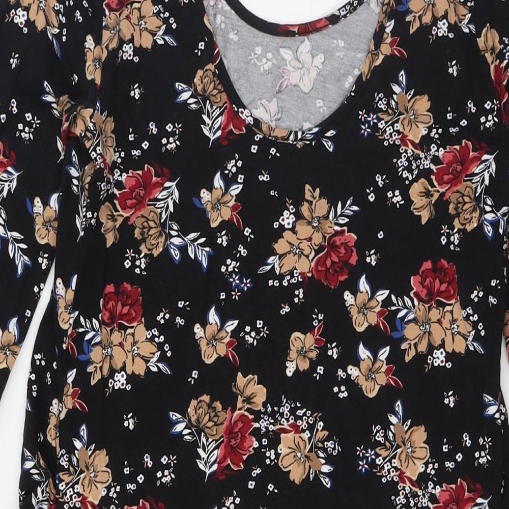 New Look Womens Multicoloured Floral Cotton A-Line Size 10 Scoop Neck