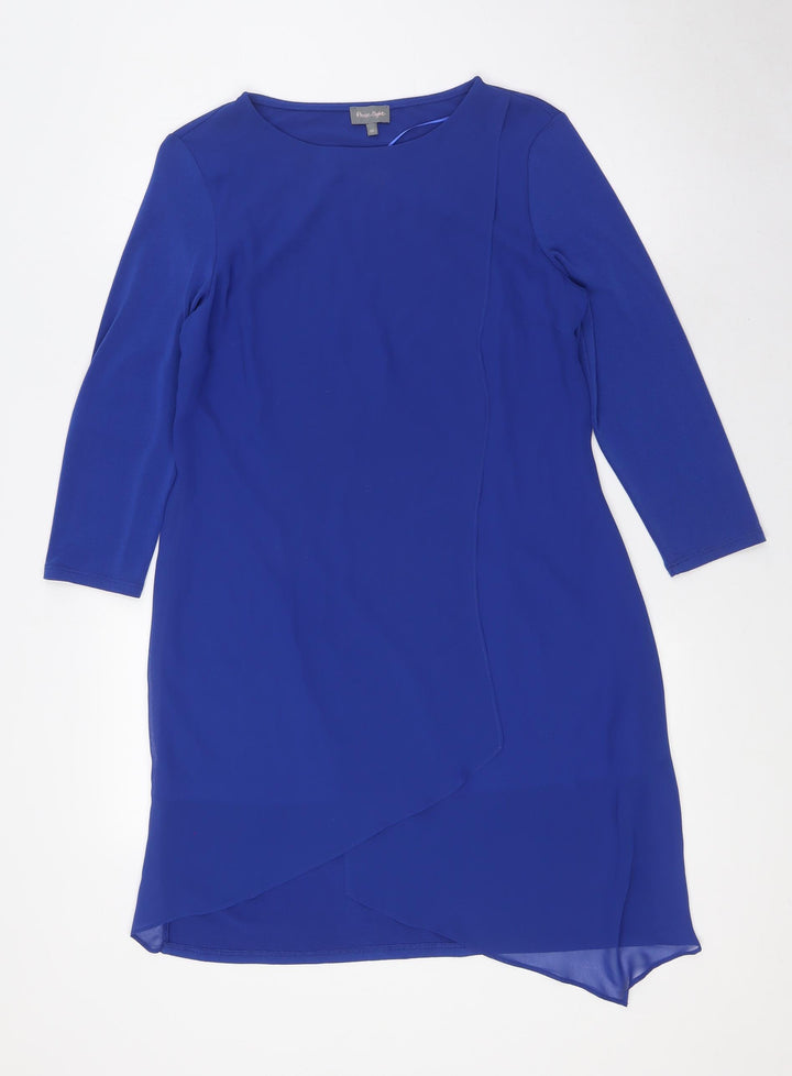 Phase Eight Womens Blue Polyester A-Line Size 10 Round Neck - Wrap Effect