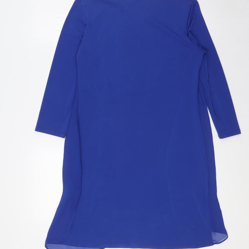 Phase Eight Womens Blue Polyester A-Line Size 10 Round Neck - Wrap Effect