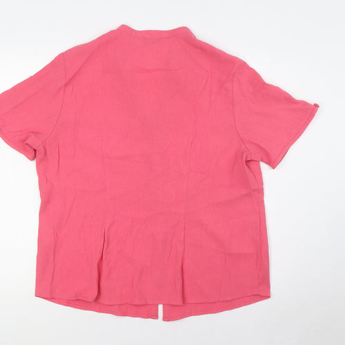 EWM Womens Pink Polyester Basic Button-Up Size 18 V-Neck