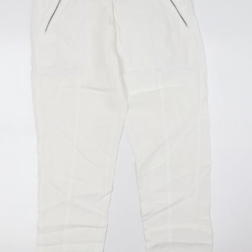 NEXT Womens White Lyocell Sweatpants Trousers Size 8 L27 in Regular - Elasticated Waist