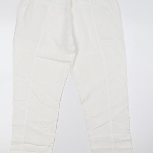 NEXT Womens White Lyocell Sweatpants Trousers Size 8 L27 in Regular - Elasticated Waist