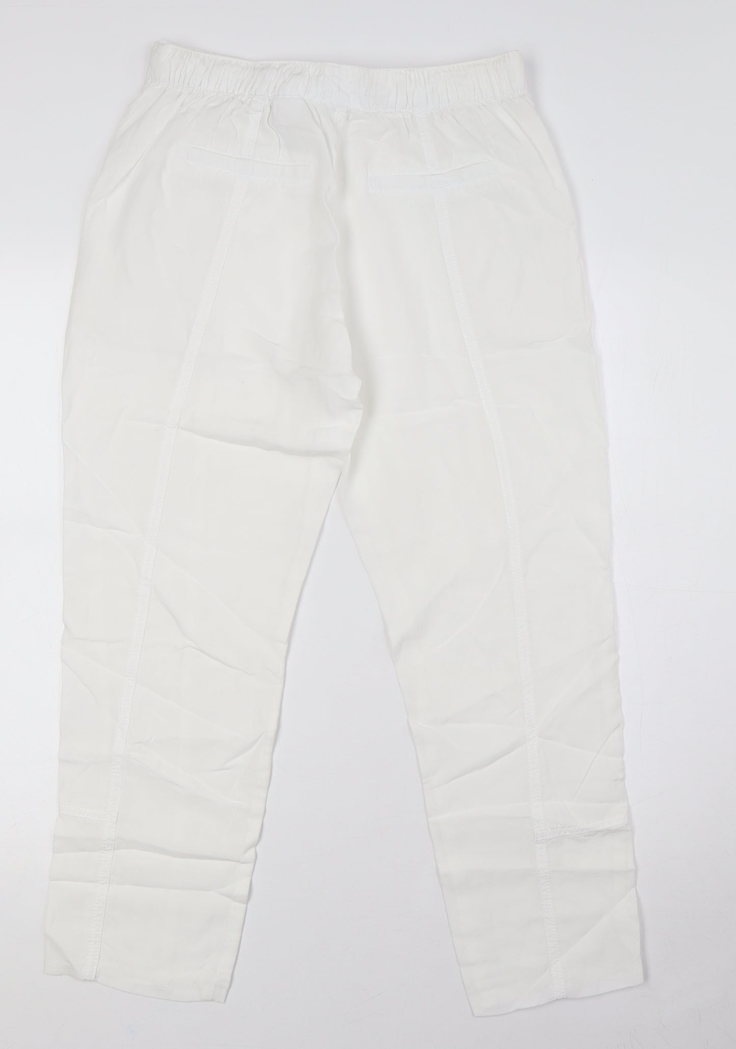 NEXT Womens White Lyocell Sweatpants Trousers Size 8 L27 in Regular - Elasticated Waist