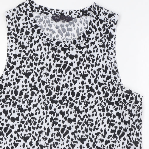 Marks and Spencer Womens White Polyester Basic Button-Up Size 10 Round Neck