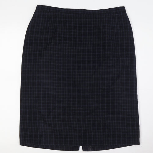 Marks and Spencer Womens Blue Polyester Straight & Pencil Skirt Size 16 Zip