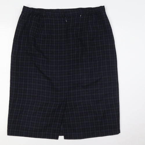 Marks and Spencer Womens Blue Polyester Straight & Pencil Skirt Size 16 Zip
