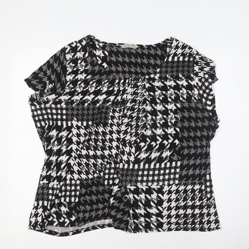 Marks and Spencer Womens Black Viscose Basic Button-Up Size 20 Scoop Neck