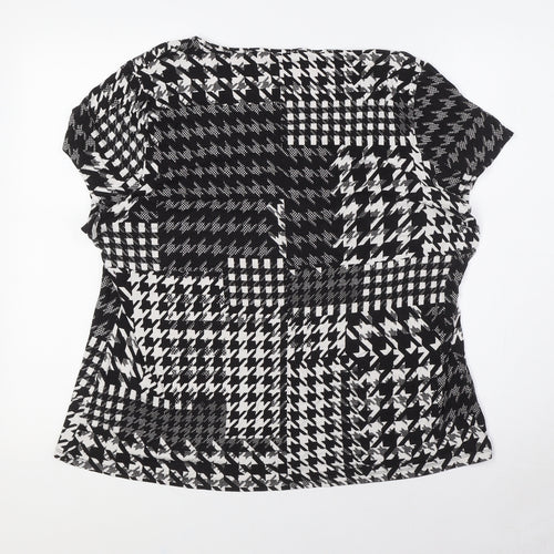 Marks and Spencer Womens Black Viscose Basic Button-Up Size 20 Scoop Neck