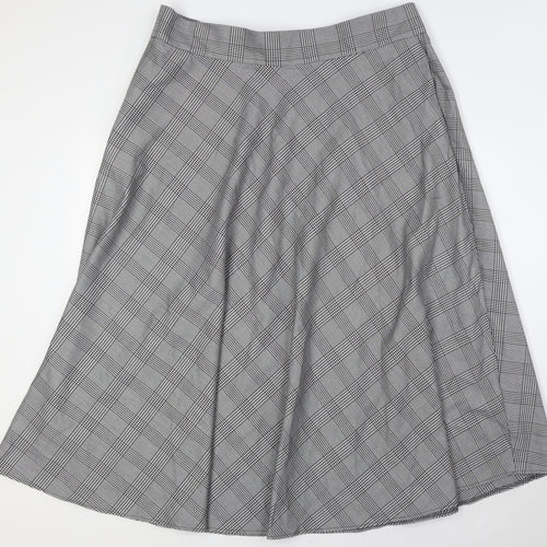 Marks and Spencer Womens Black Check Polyester A-Line Skirt Size 20 Zip