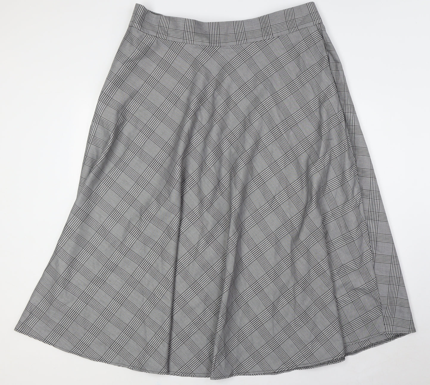 Marks and Spencer Womens Black Check Polyester A-Line Skirt Size 20 Zip