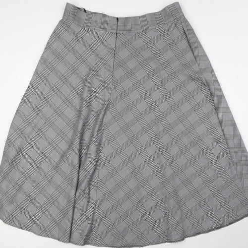 Marks and Spencer Womens Black Check Polyester A-Line Skirt Size 20 Zip