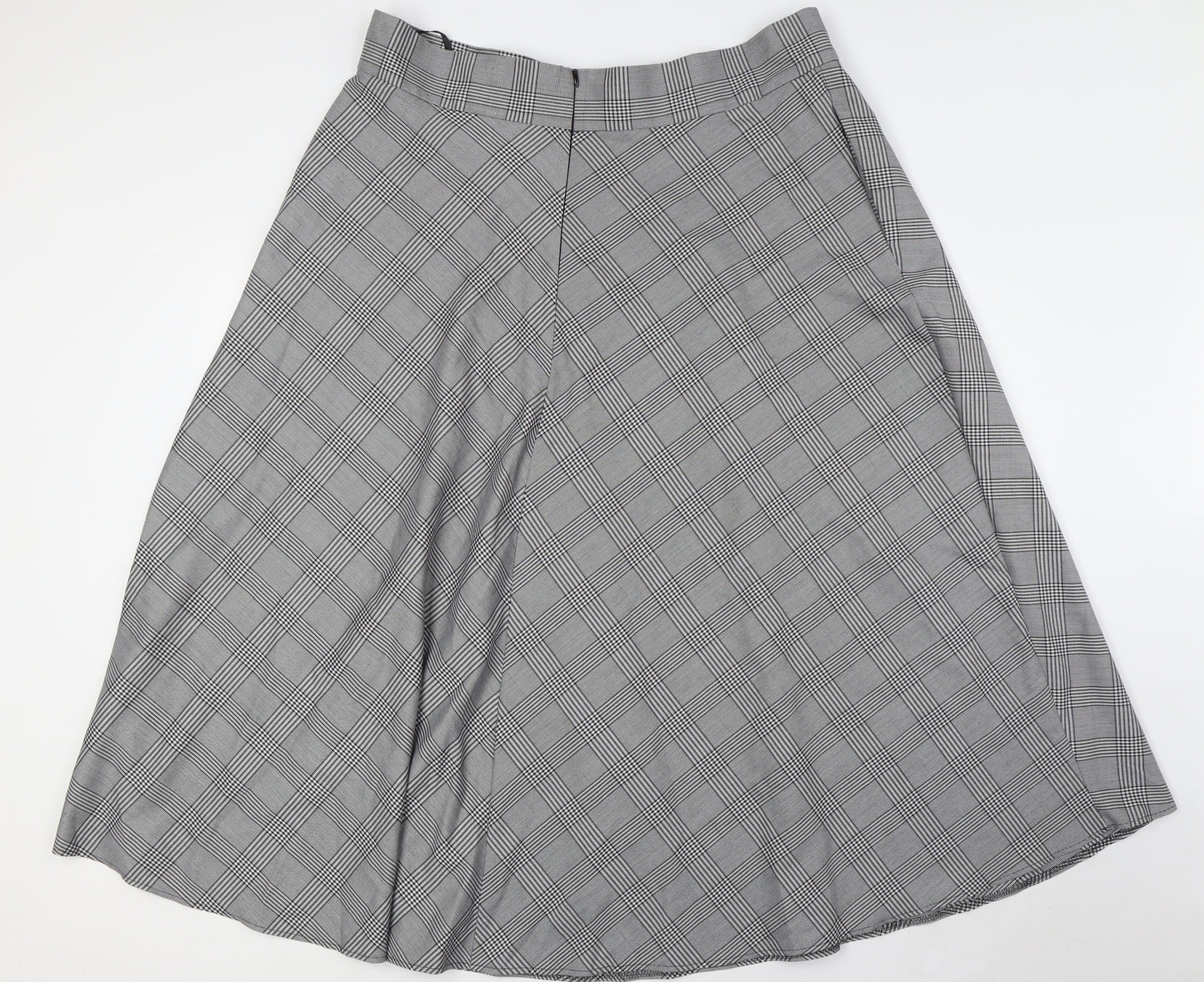 Marks and Spencer Womens Black Check Polyester A-Line Skirt Size 20 Zip