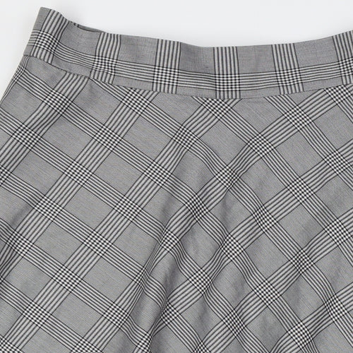 Marks and Spencer Womens Black Check Polyester A-Line Skirt Size 20 Zip
