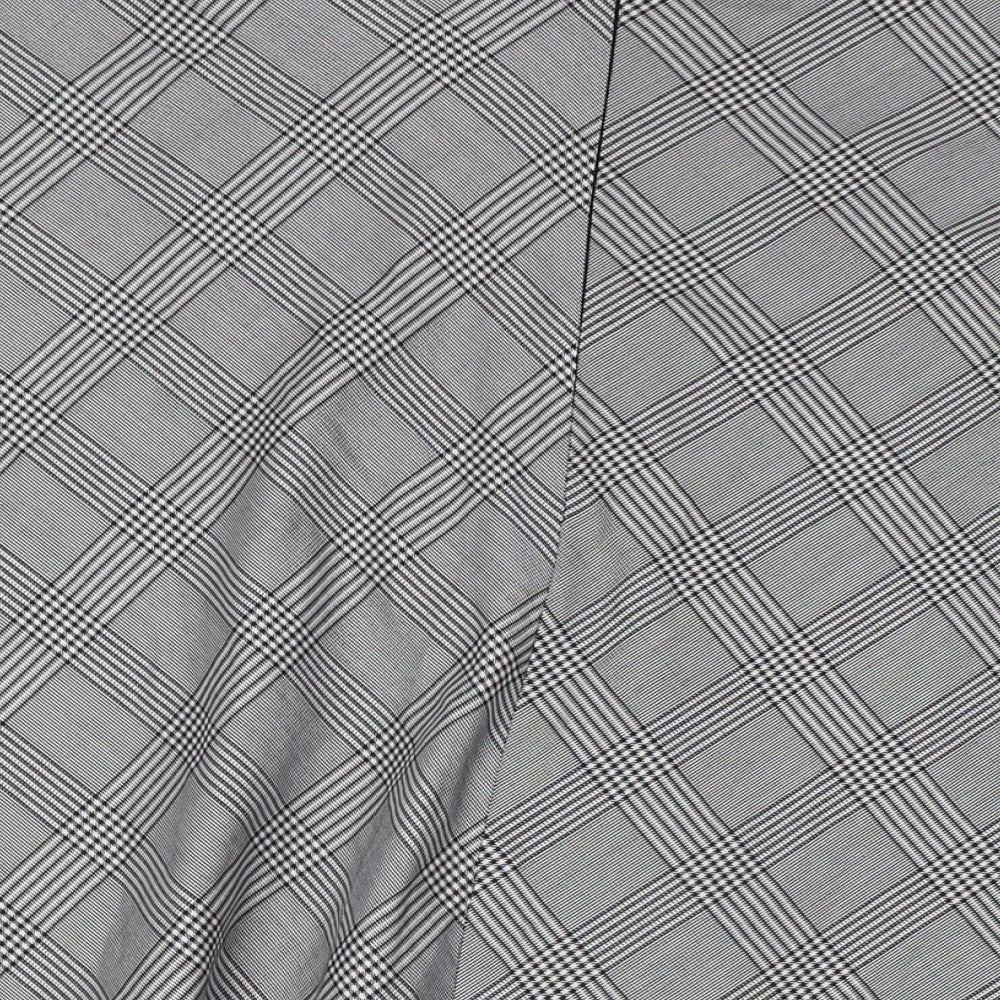 Marks and Spencer Womens Black Check Polyester A-Line Skirt Size 20 Zip