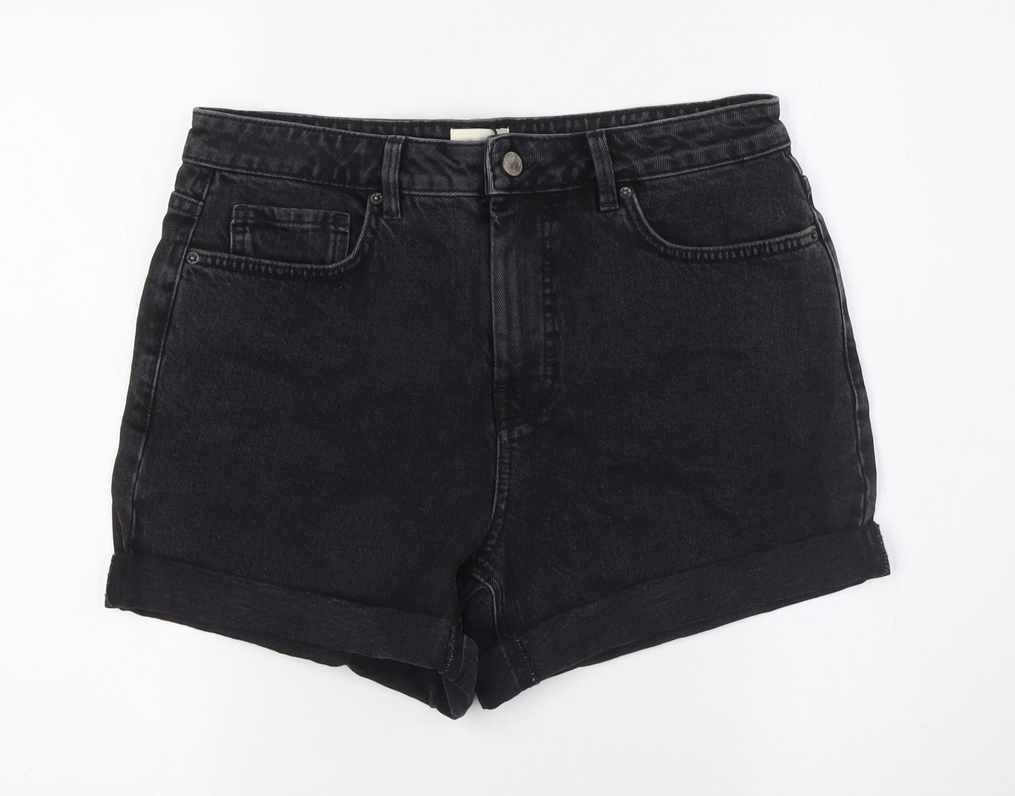 Hush Womens Black Cotton Basic Shorts Size 10 L4 in Regular Button