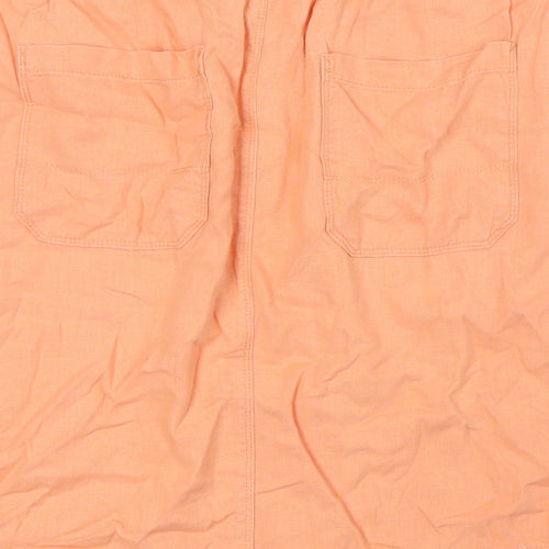 Marks and Spencero Womens Orange Linen A-Line Skirt Size 14 - Elasticated Waist