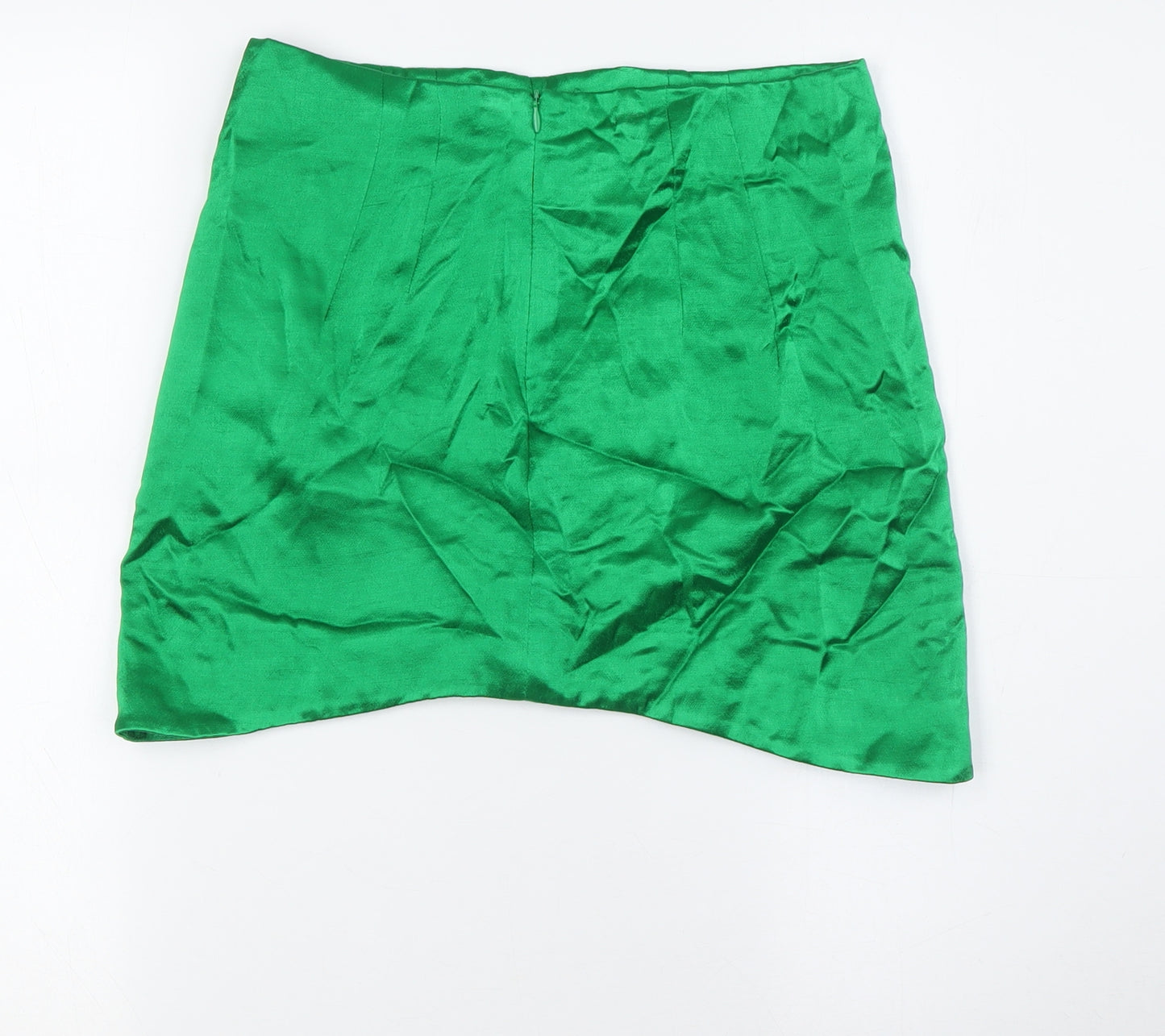 Zara Womens Green Viscose A-Line Skirt Size S Zip