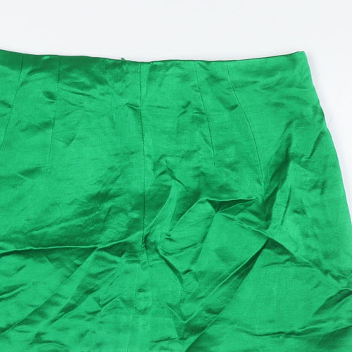 Zara Womens Green Viscose A-Line Skirt Size S Zip