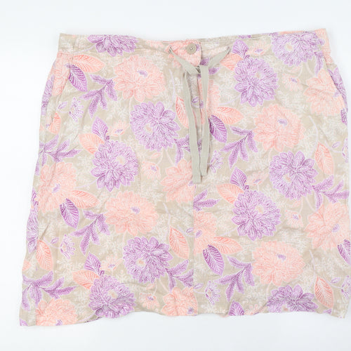 Marks and Spencer Womens Multicoloured Linen A-Line Skirt Size 20 Zip