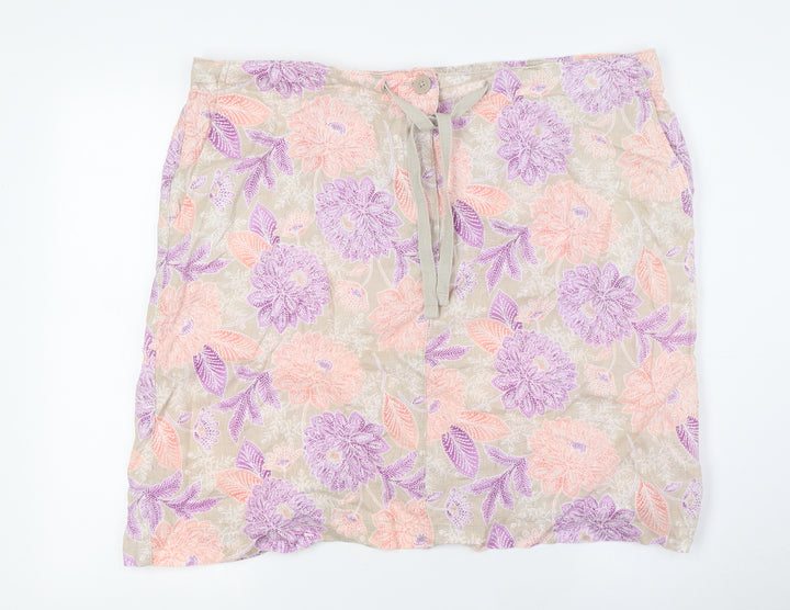 Marks and Spencer Womens Multicoloured Linen A-Line Skirt Size 20 Zip