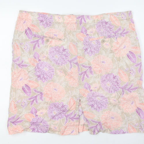 Marks and Spencer Womens Multicoloured Linen A-Line Skirt Size 20 Zip