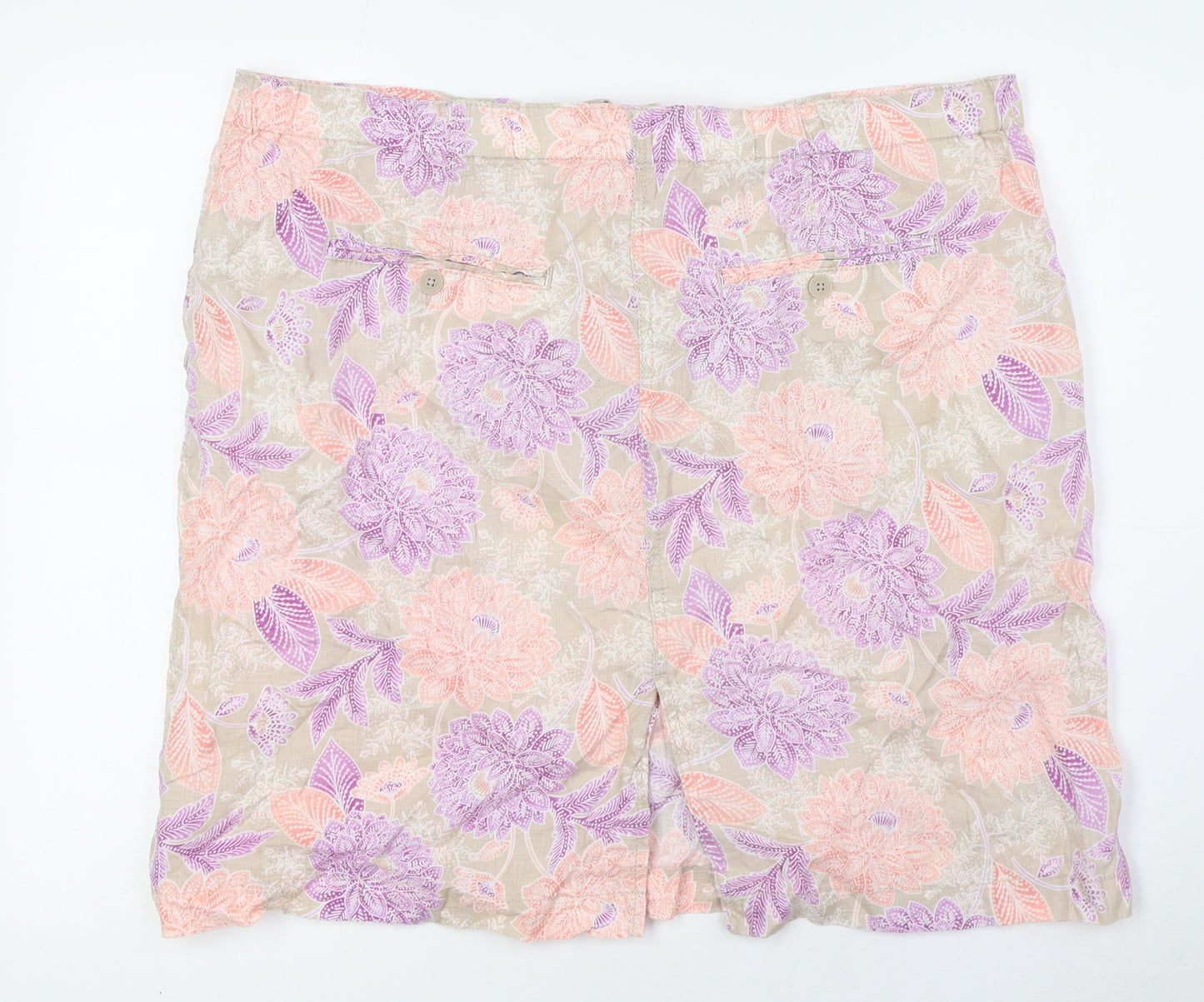 Marks and Spencer Womens Multicoloured Linen A-Line Skirt Size 20 Zip